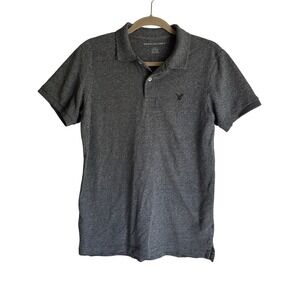 American Eagle Mens Polo Shirt Gray Size S Collared Cotton